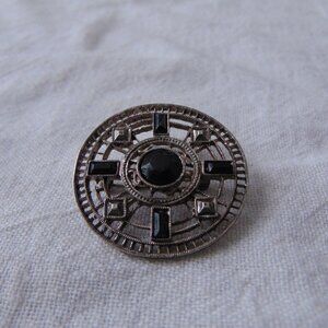 vintage 1928 Collection gray black Marcasites circle brooch